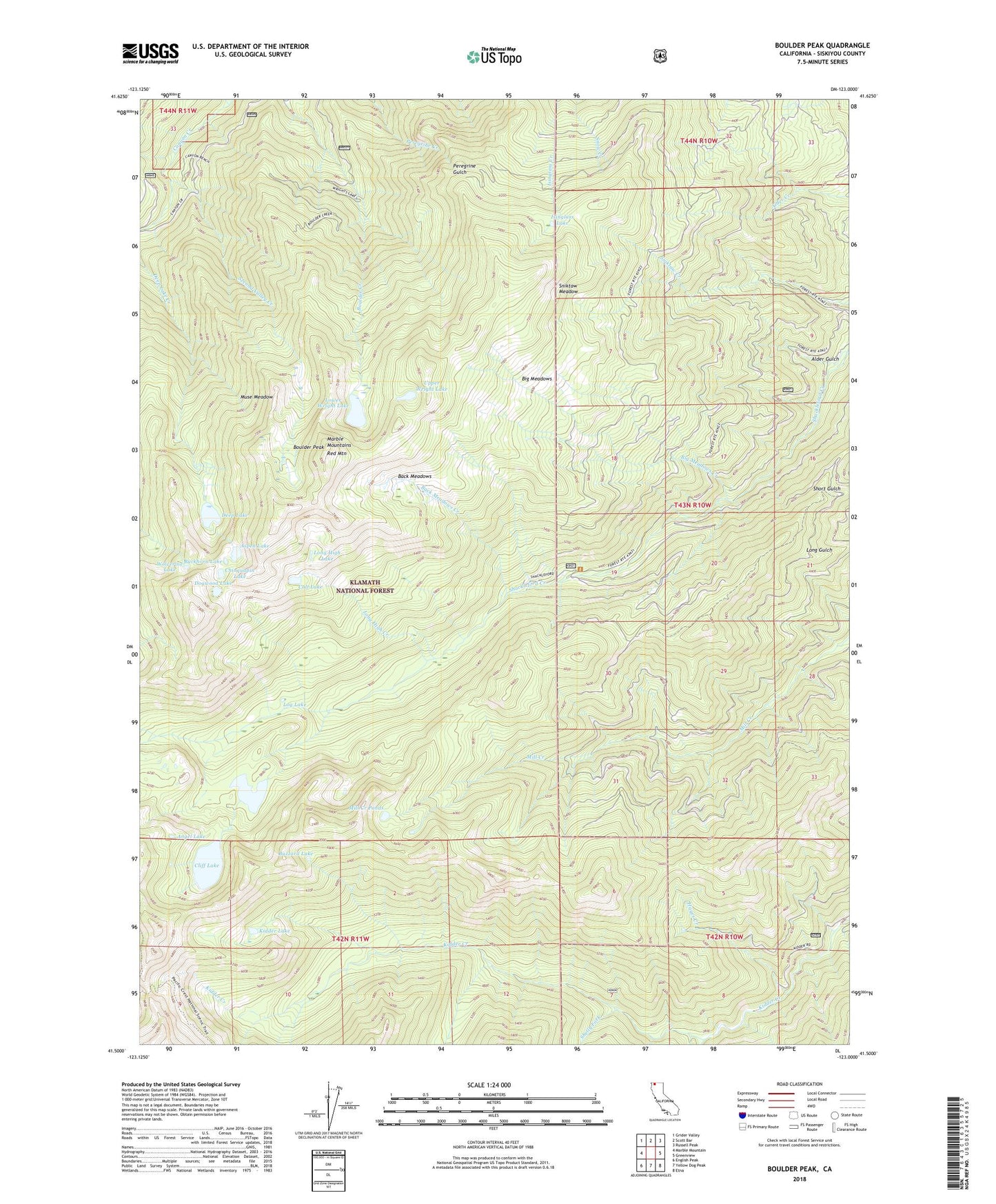 Boulder Peak California US Topo Map Image