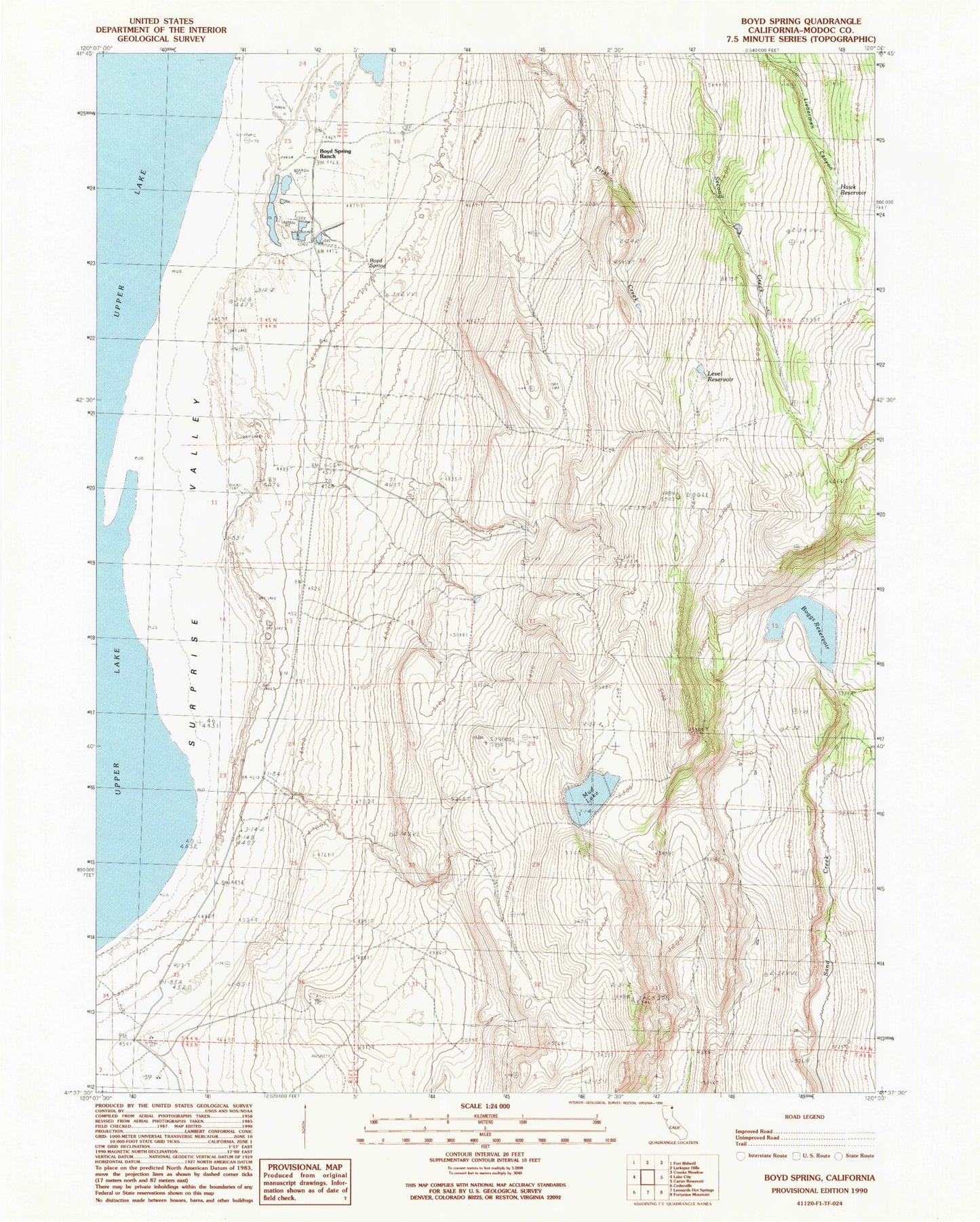 Classic USGS Boyd Spring California 7.5'x7.5' Topo Map Image