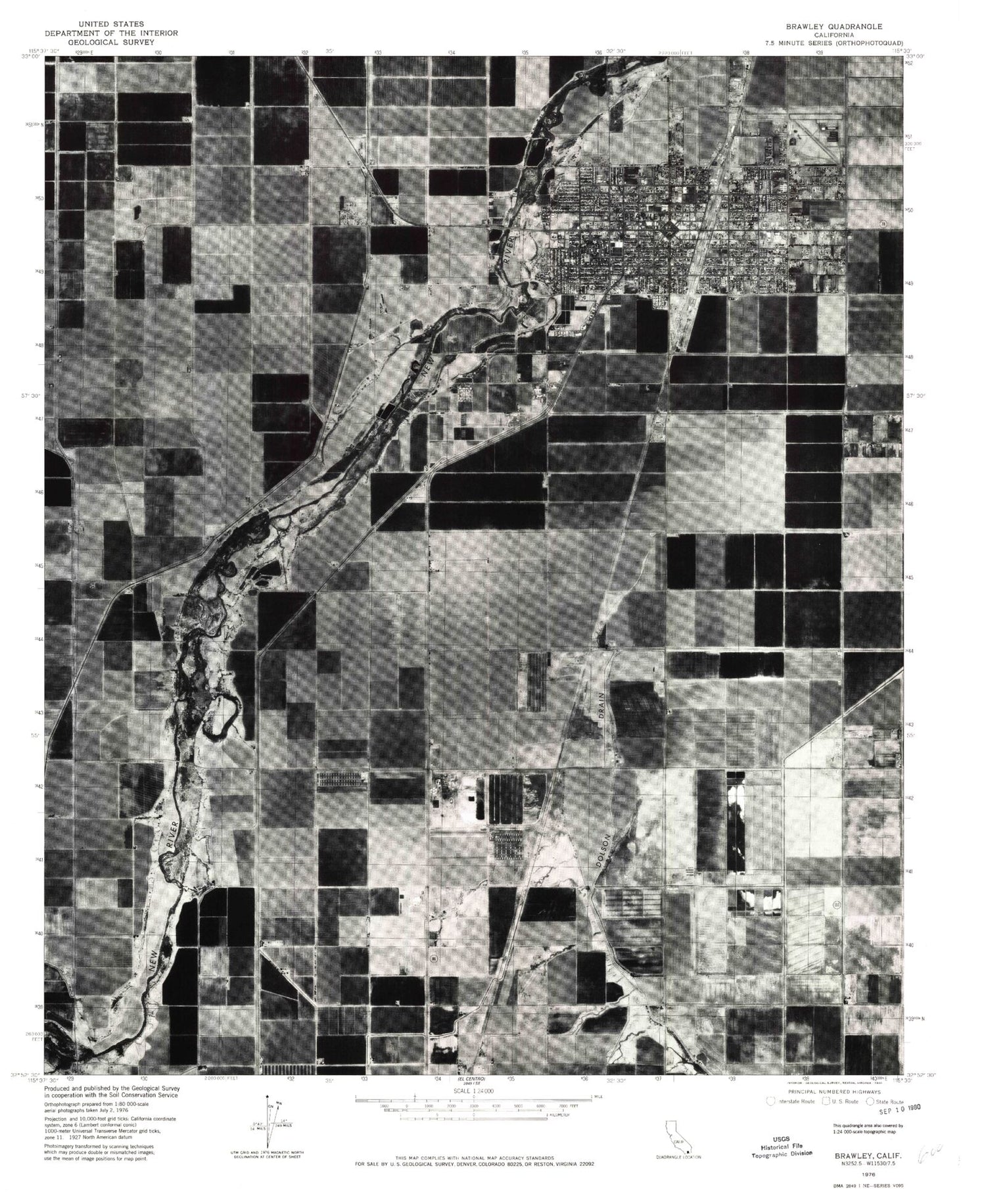 Classic USGS Brawley California 7.5'x7.5' Topo Map Image