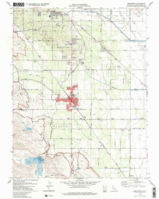 Classic USGS Brentwood California 7.5'x7.5' Topo Map Image