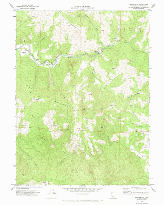 Classic USGS Bridgeville California 7.5'x7.5' Topo Map Image