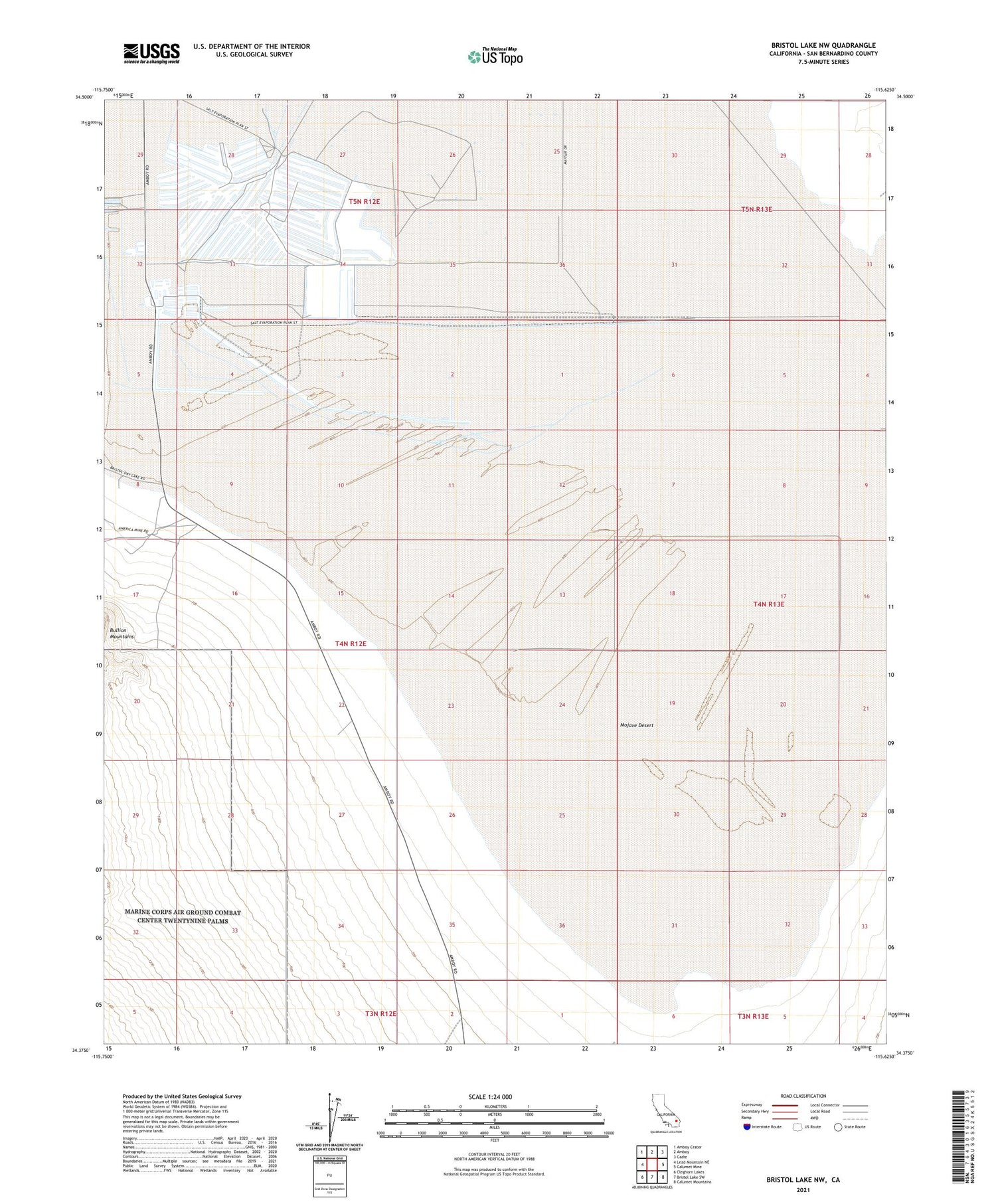Bristol Lake NW California US Topo Map Image