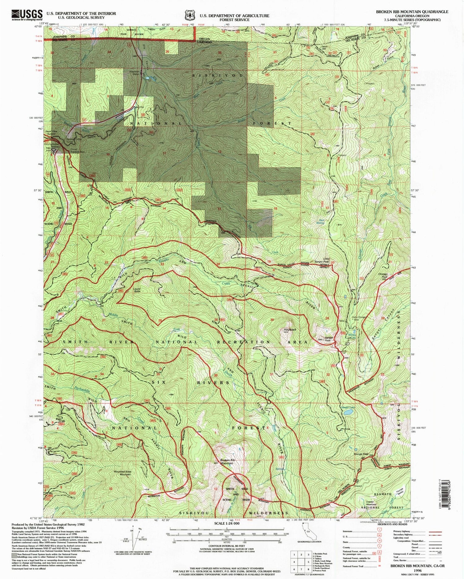 Classic USGS Broken Rib Mountain California 7.5'x7.5' Topo Map Image
