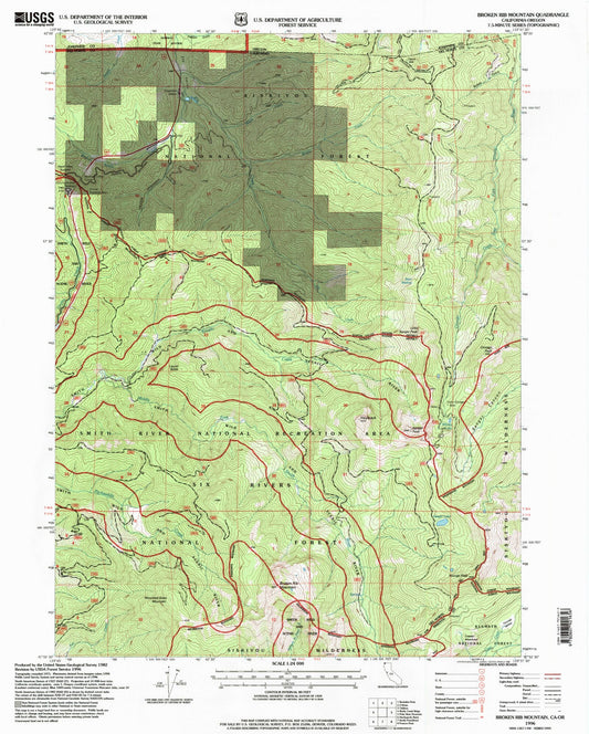 Classic USGS Broken Rib Mountain California 7.5'x7.5' Topo Map Image