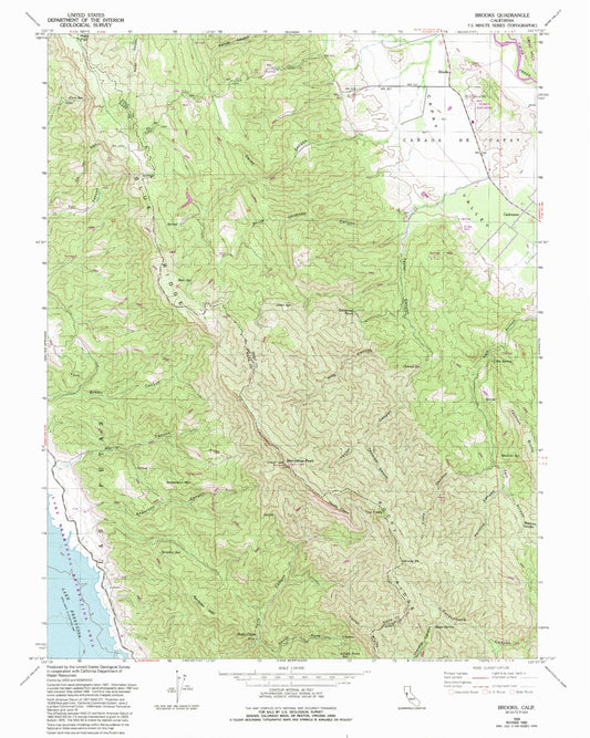 Classic USGS Brooks California 7.5'x7.5' Topo Map Image