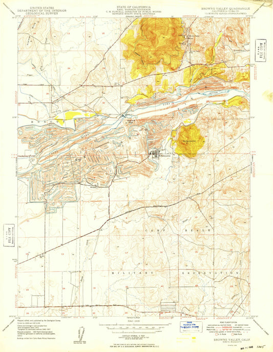 Classic USGS Browns Valley California 7.5'x7.5' Topo Map Image