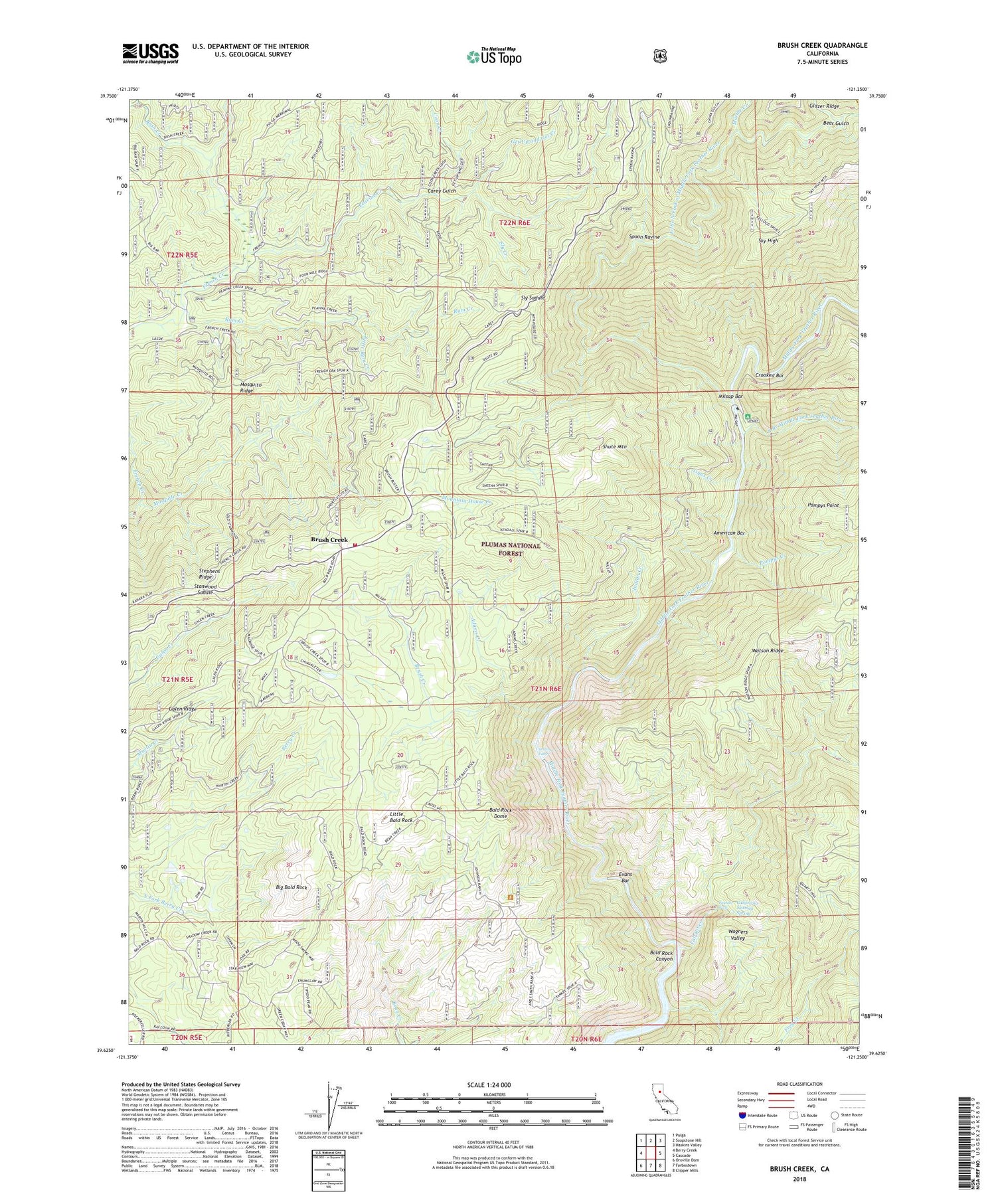 Brush Creek California US Topo Map Image
