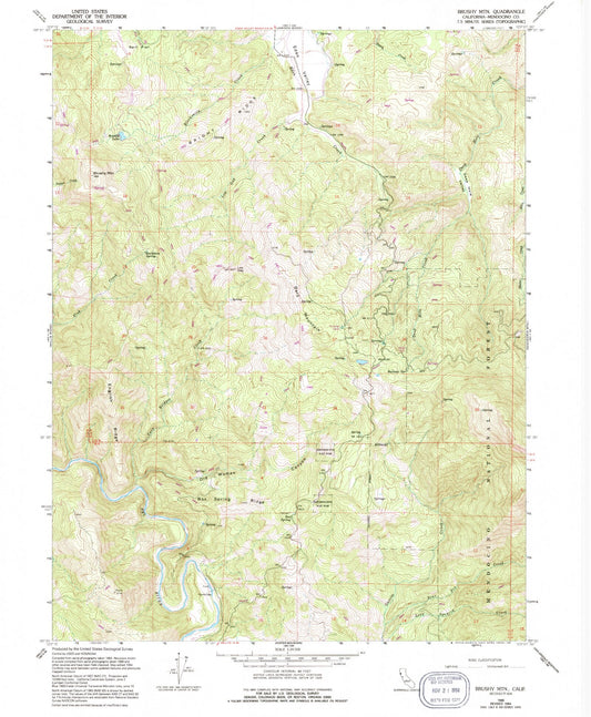 Classic USGS Brushy Mountain California 7.5'x7.5' Topo Map Image