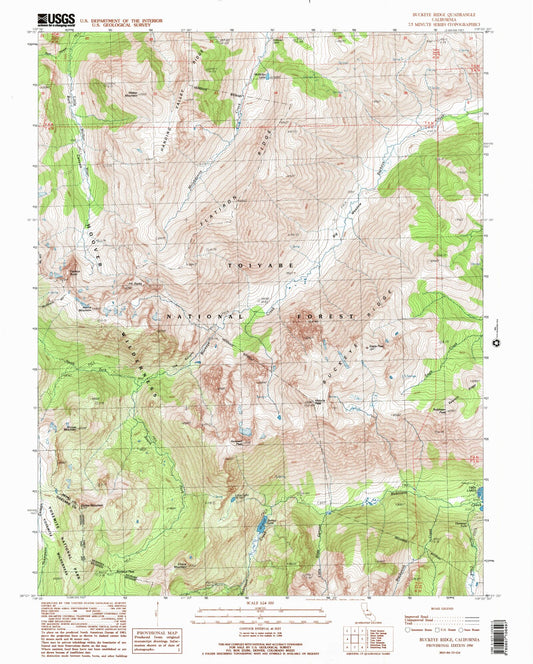 Classic USGS Buckeye Ridge California 7.5'x7.5' Topo Map Image