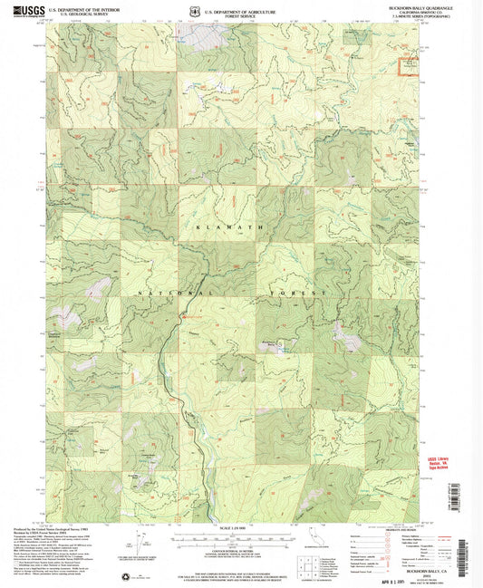 Classic USGS Buckhorn Bally California 7.5'x7.5' Topo Map Image