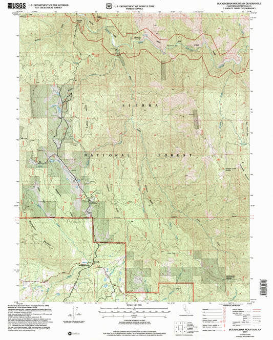 Classic USGS Buckingham Mountain California 7.5'x7.5' Topo Map Image