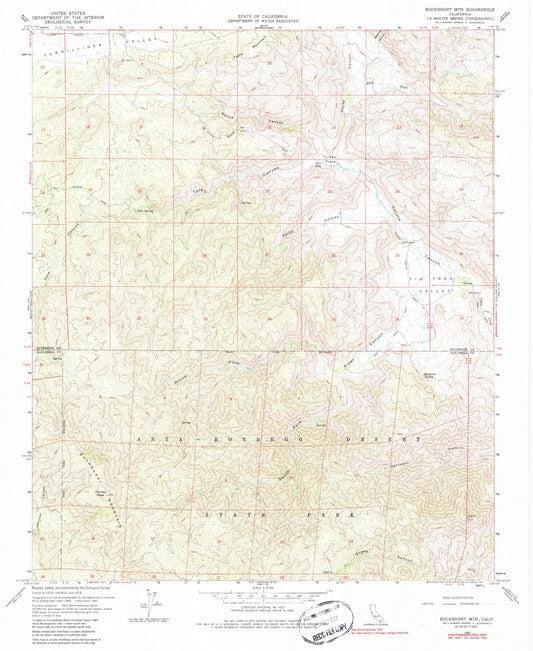 Classic USGS Bucksnort Mountain California 7.5'x7.5' Topo Map Image