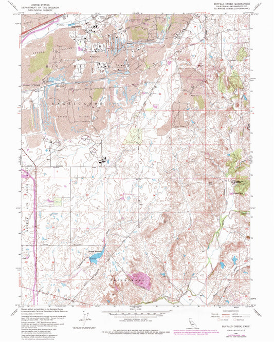 Classic USGS Buffalo Creek California 7.5'x7.5' Topo Map Image