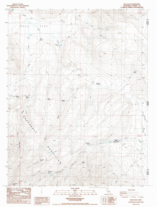Classic USGS Bull Flat California 7.5'x7.5' Topo Map Image