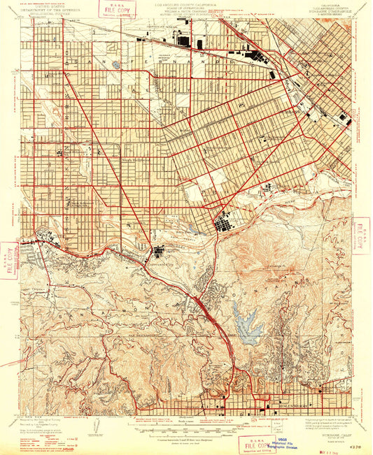 Classic USGS Burbank California 7.5'x7.5' Topo Map Image