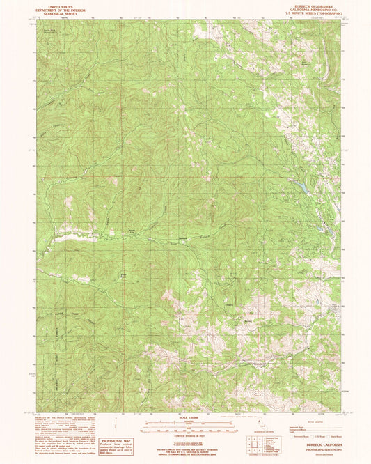 Classic USGS Burbeck California 7.5'x7.5' Topo Map Image