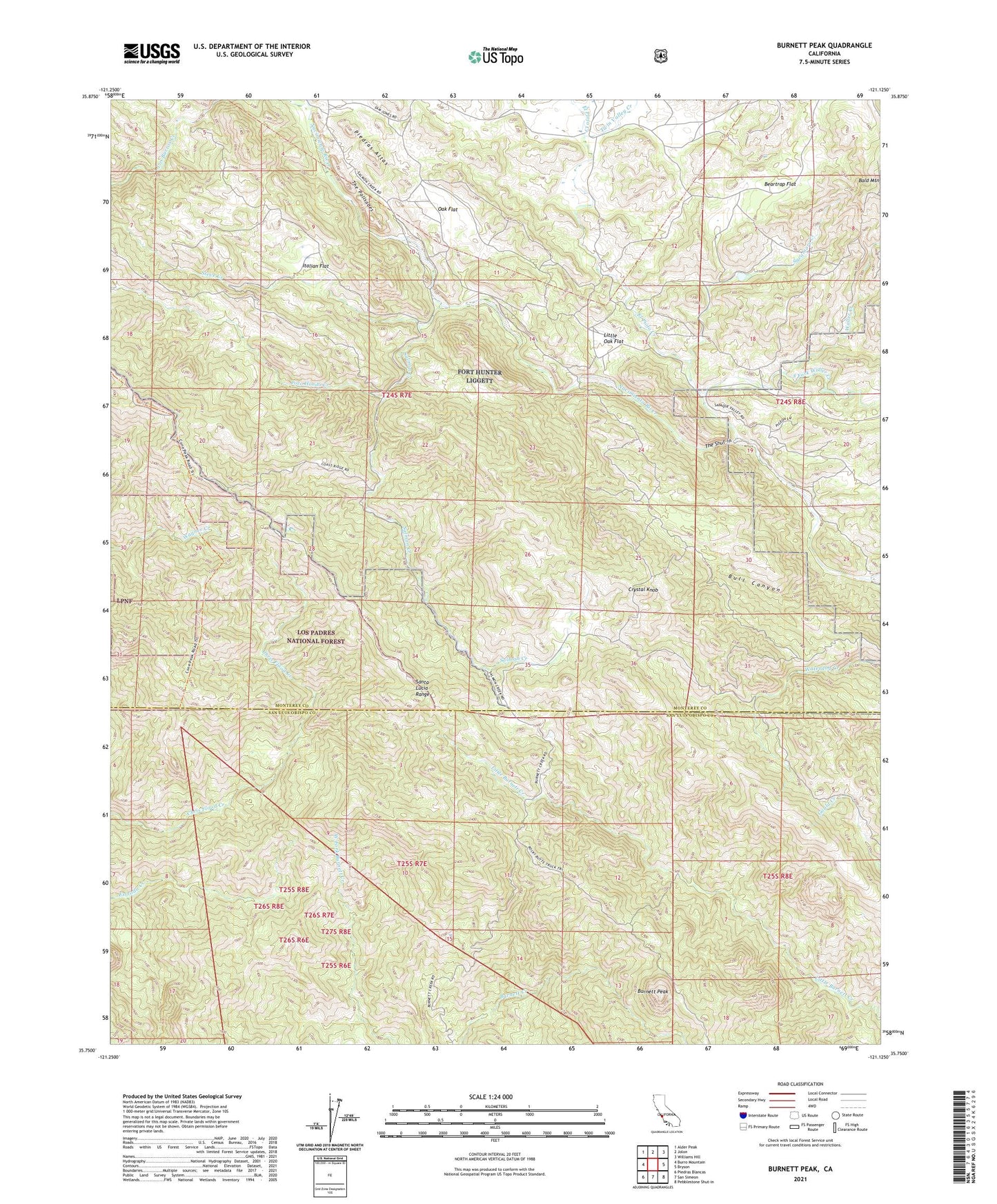 Burnett Peak California US Topo Map Image