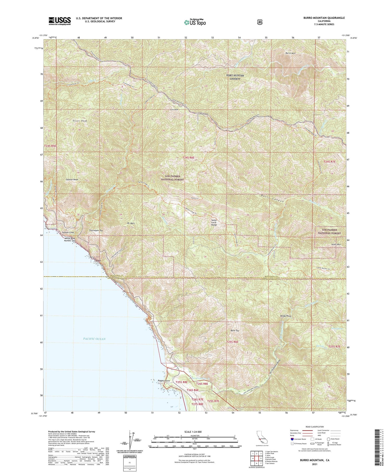 Burro Mountain California US Topo Map Image