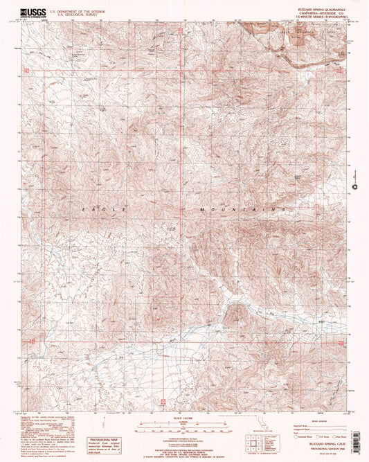 Classic USGS Buzzard Spring California 7.5'x7.5' Topo Map Image