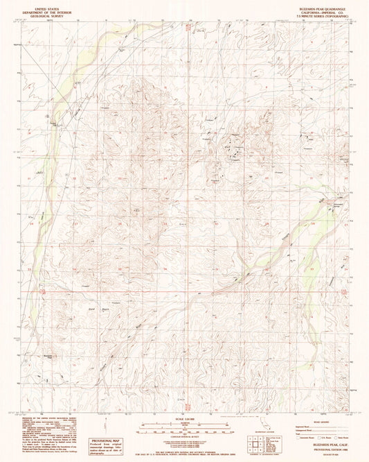 Classic USGS Buzzards Peak California 7.5'x7.5' Topo Map Image