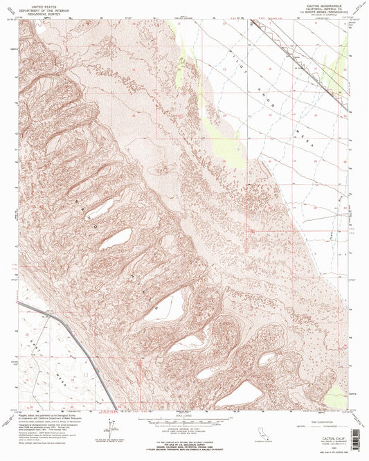 Classic USGS Cactus California 7.5'x7.5' Topo Map Image
