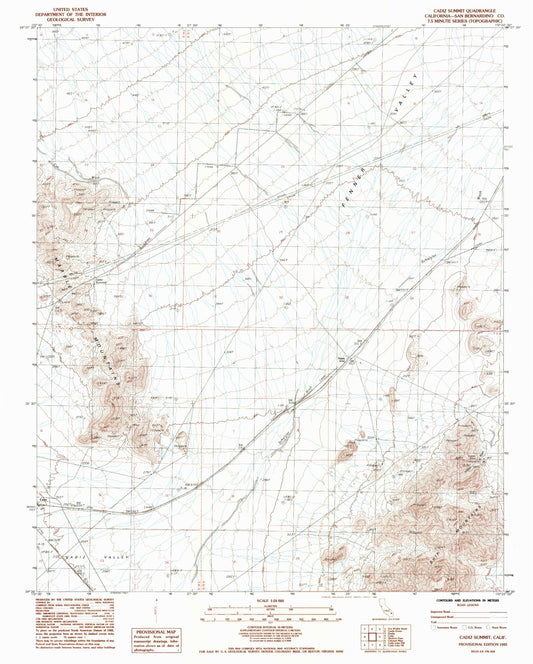 Classic USGS Cadiz Summit California 7.5'x7.5' Topo Map Image