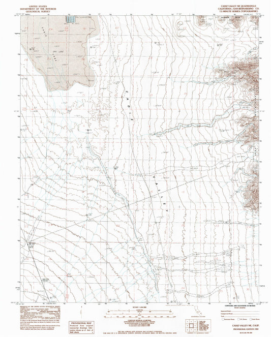 Classic USGS Cadiz Valley NE California 7.5'x7.5' Topo Map Image