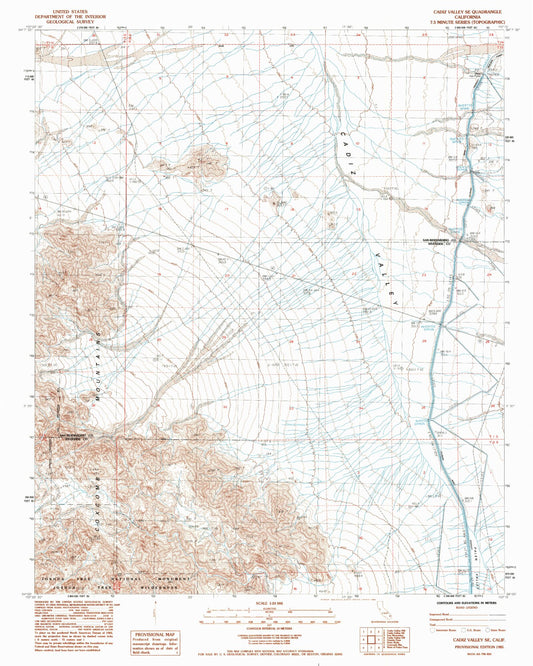 Classic USGS Cadiz Valley SE California 7.5'x7.5' Topo Map Image