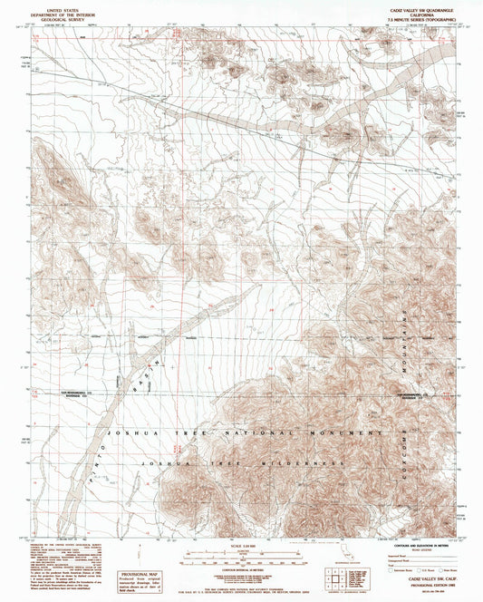Classic USGS Cadiz Valley SW California 7.5'x7.5' Topo Map Image