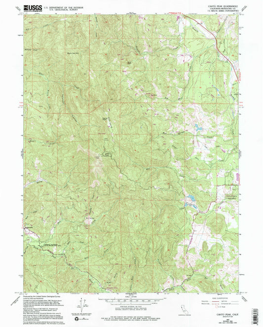 Classic USGS Cahto Peak California 7.5'x7.5' Topo Map Image