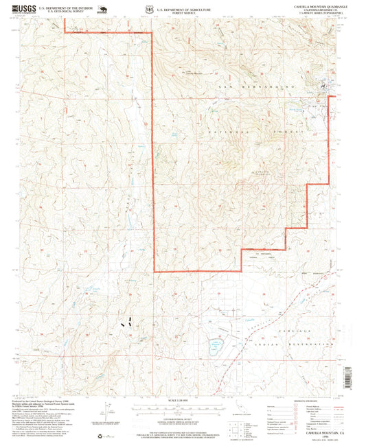 Classic USGS Cahuilla Mountain California 7.5'x7.5' Topo Map Image
