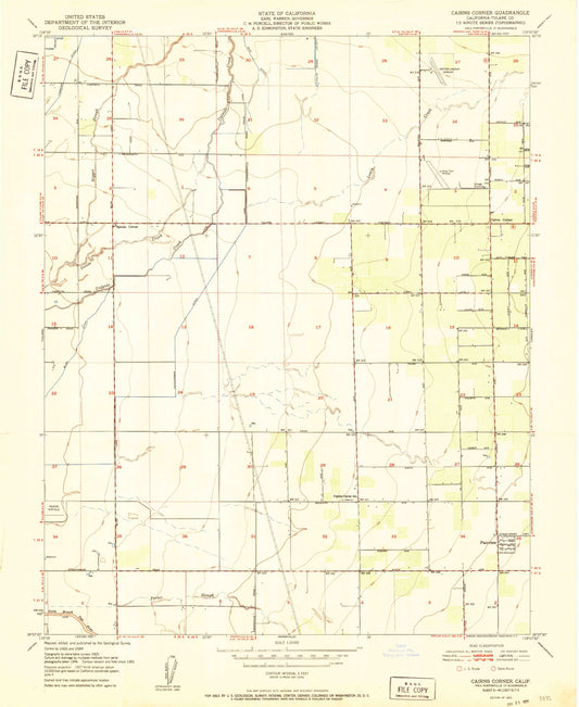 Classic USGS Cairns Corner California 7.5'x7.5' Topo Map Image