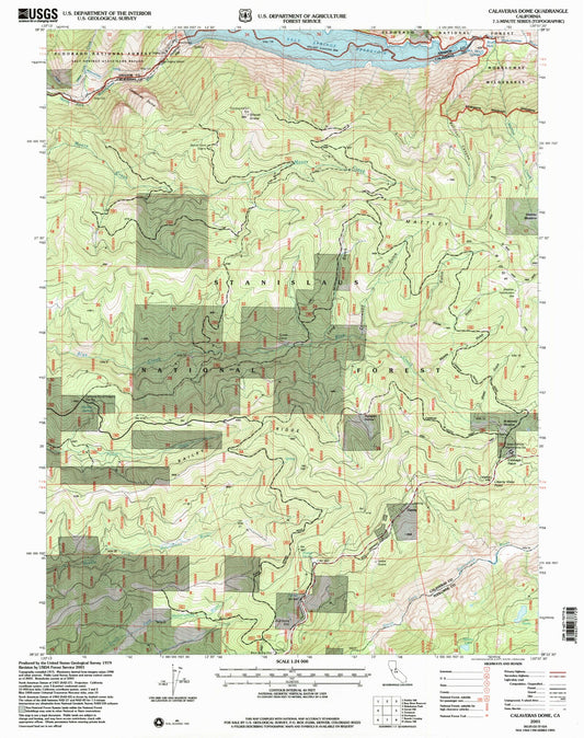 Classic USGS Calaveras Dome California 7.5'x7.5' Topo Map Image