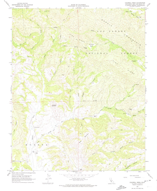 Classic USGS Caldwell Mesa California 7.5'x7.5' Topo Map Image
