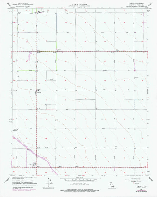 Classic USGS Calflax California 7.5'x7.5' Topo Map Image