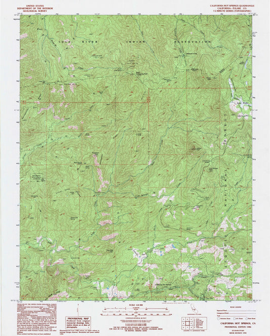 Classic USGS California Hot Springs California 7.5'x7.5' Topo Map Image