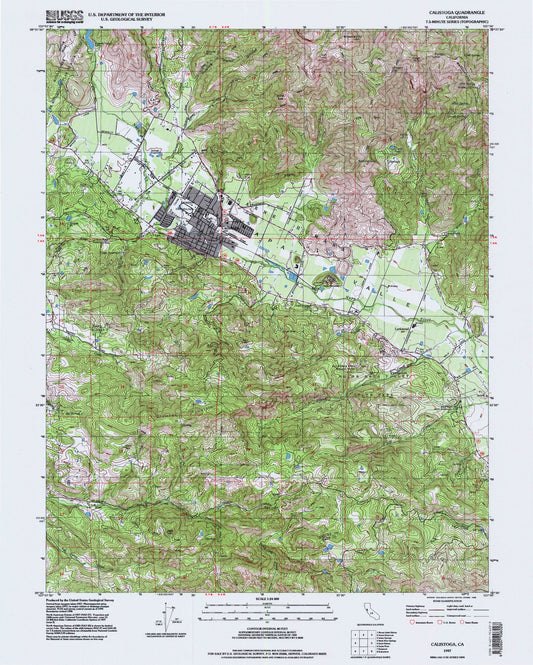 Classic USGS Calistoga California 7.5'x7.5' Topo Map Image