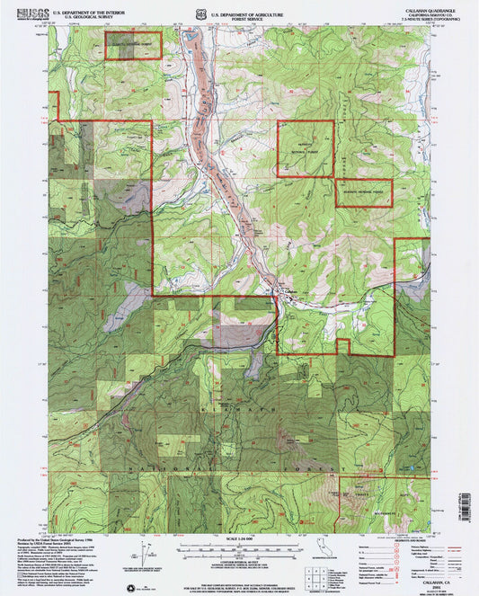 Classic USGS Callahan California 7.5'x7.5' Topo Map Image