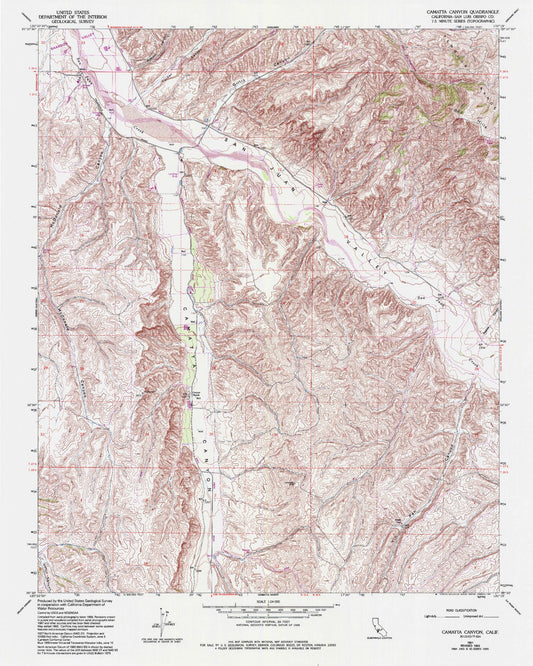 Classic USGS Camatta Canyon California 7.5'x7.5' Topo Map Image