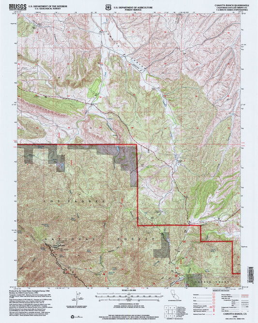 Classic USGS Camatta Ranch California 7.5'x7.5' Topo Map Image