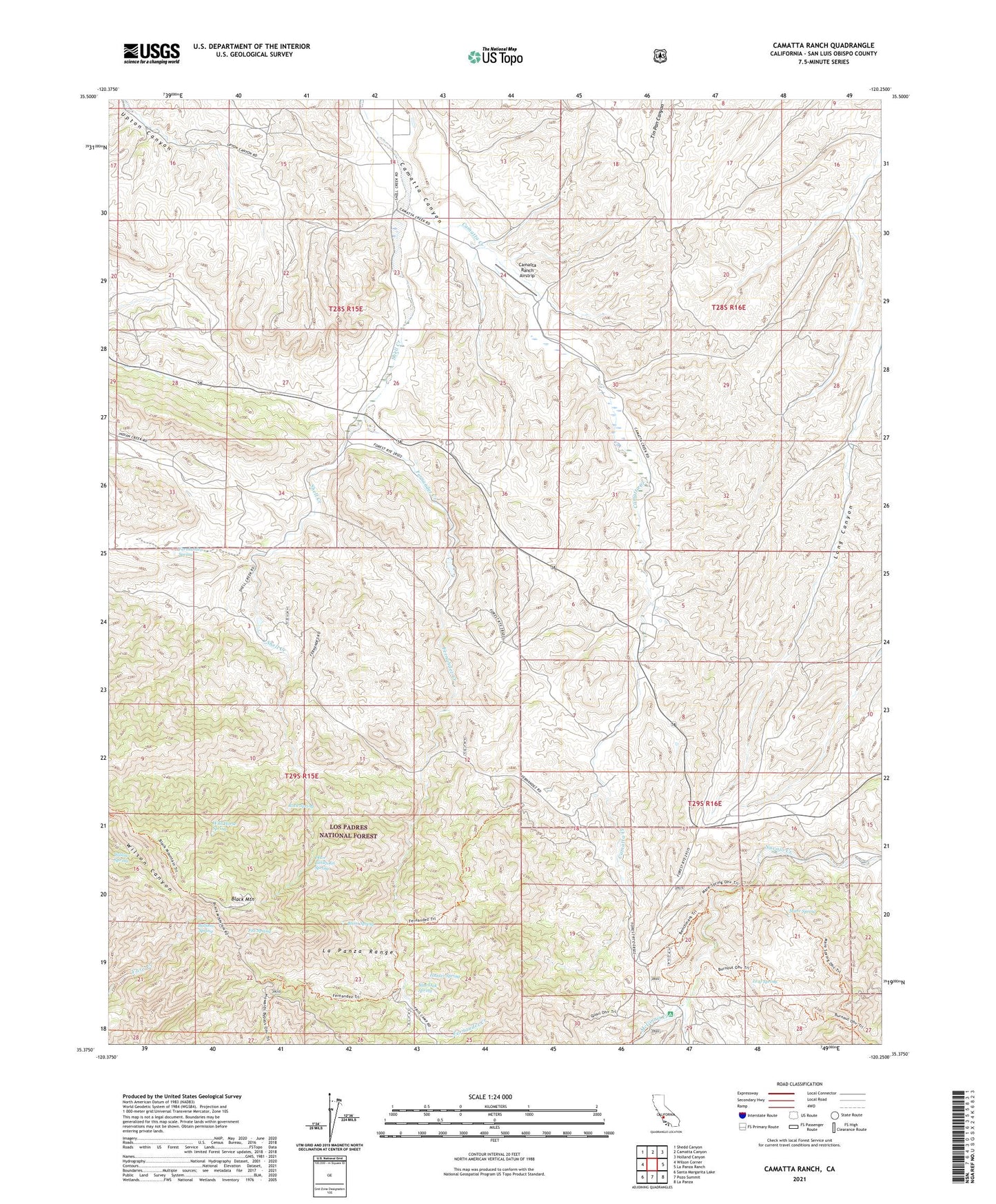 Camatta Ranch California US Topo Map Image