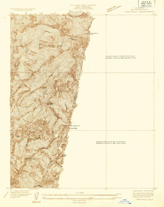 USGS Classic Camp Baldy California 7.5'x7.5' Topo Map Image
