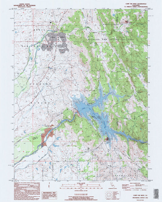 Classic USGS Camp Far West California 7.5'x7.5' Topo Map Image