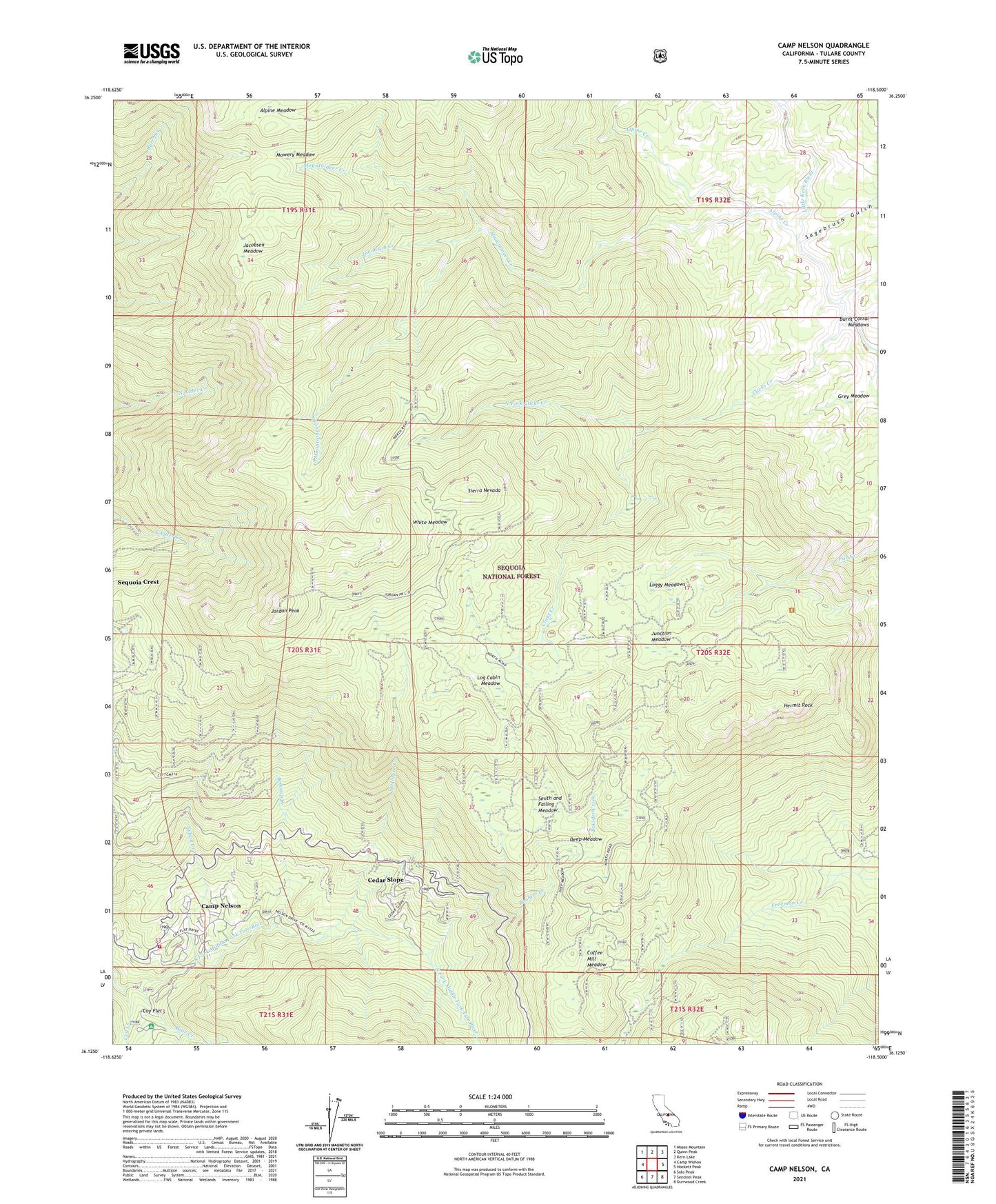 Camp Nelson California US Topo Map Image