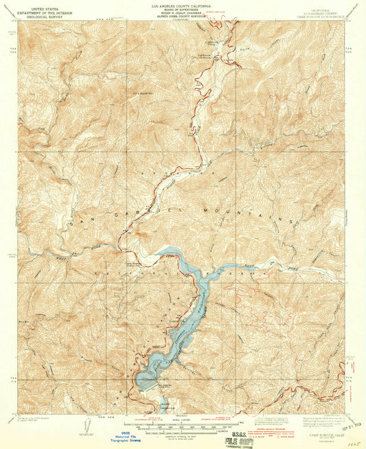Classic USGS Camp Rincon California 7.5'x7.5' Topo Map Image