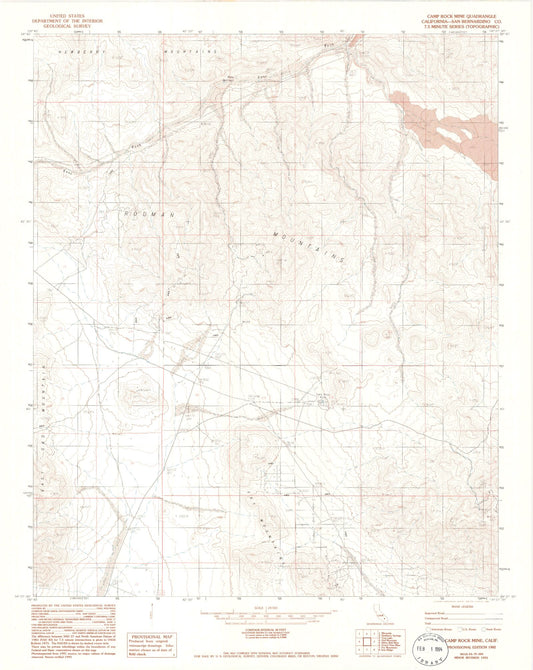 Classic USGS Camp Rock Mine California 7.5'x7.5' Topo Map Image