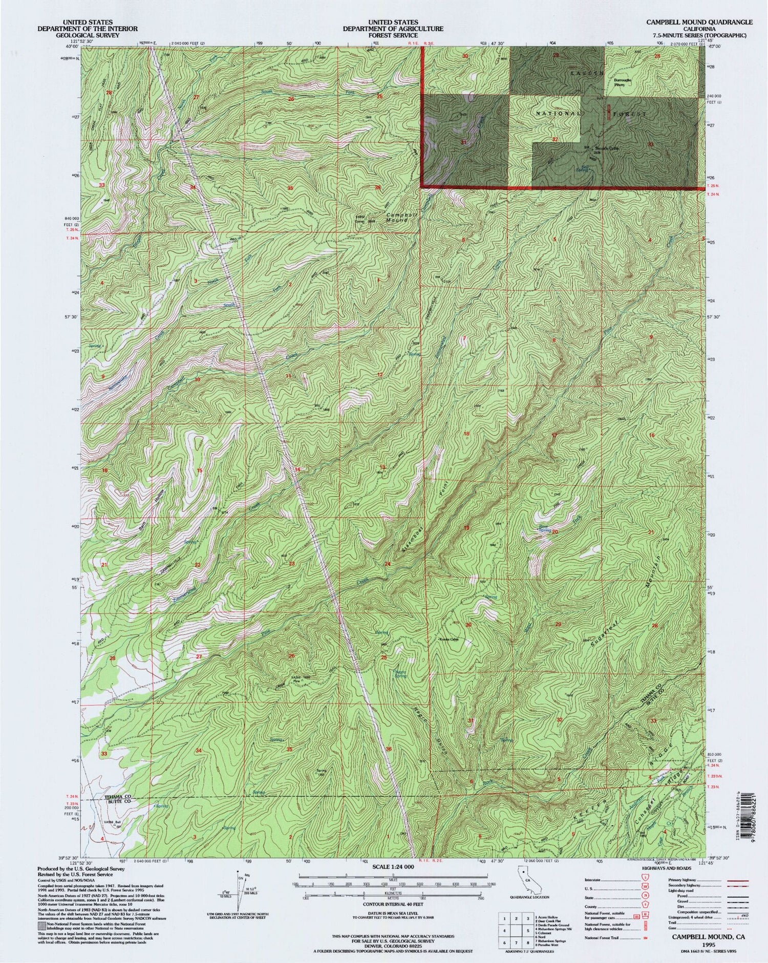 Classic USGS Campbell Mound California 7.5'x7.5' Topo Map Image