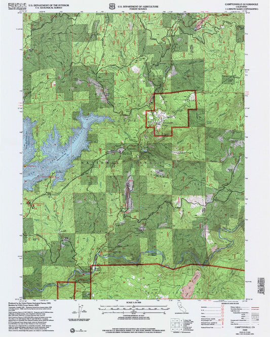 Classic USGS Camptonville California 7.5'x7.5' Topo Map Image