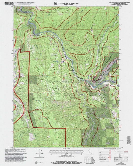 Classic USGS Canthook Mountain California 7.5'x7.5' Topo Map Image