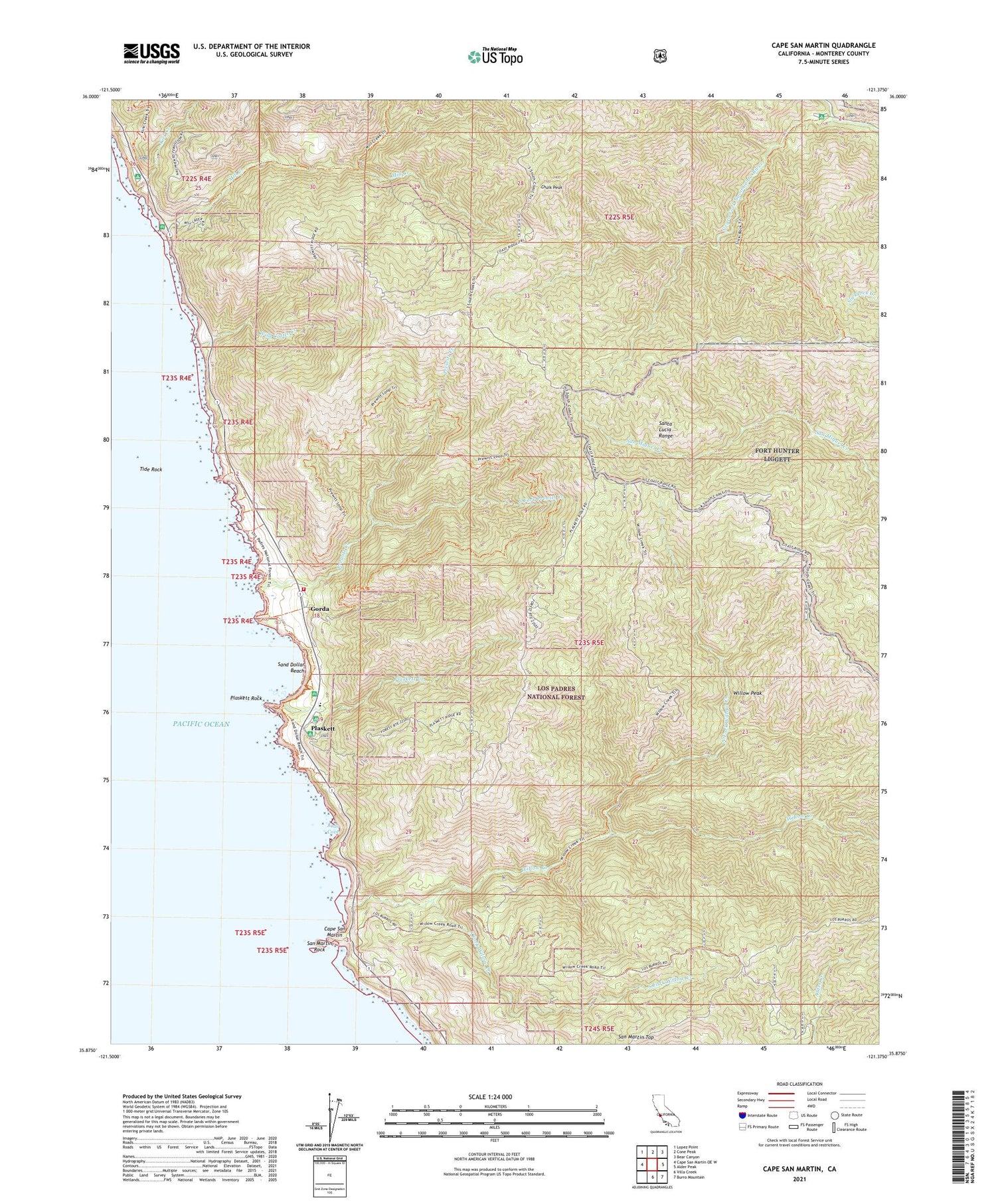 Cape San Martin California US Topo Map Image